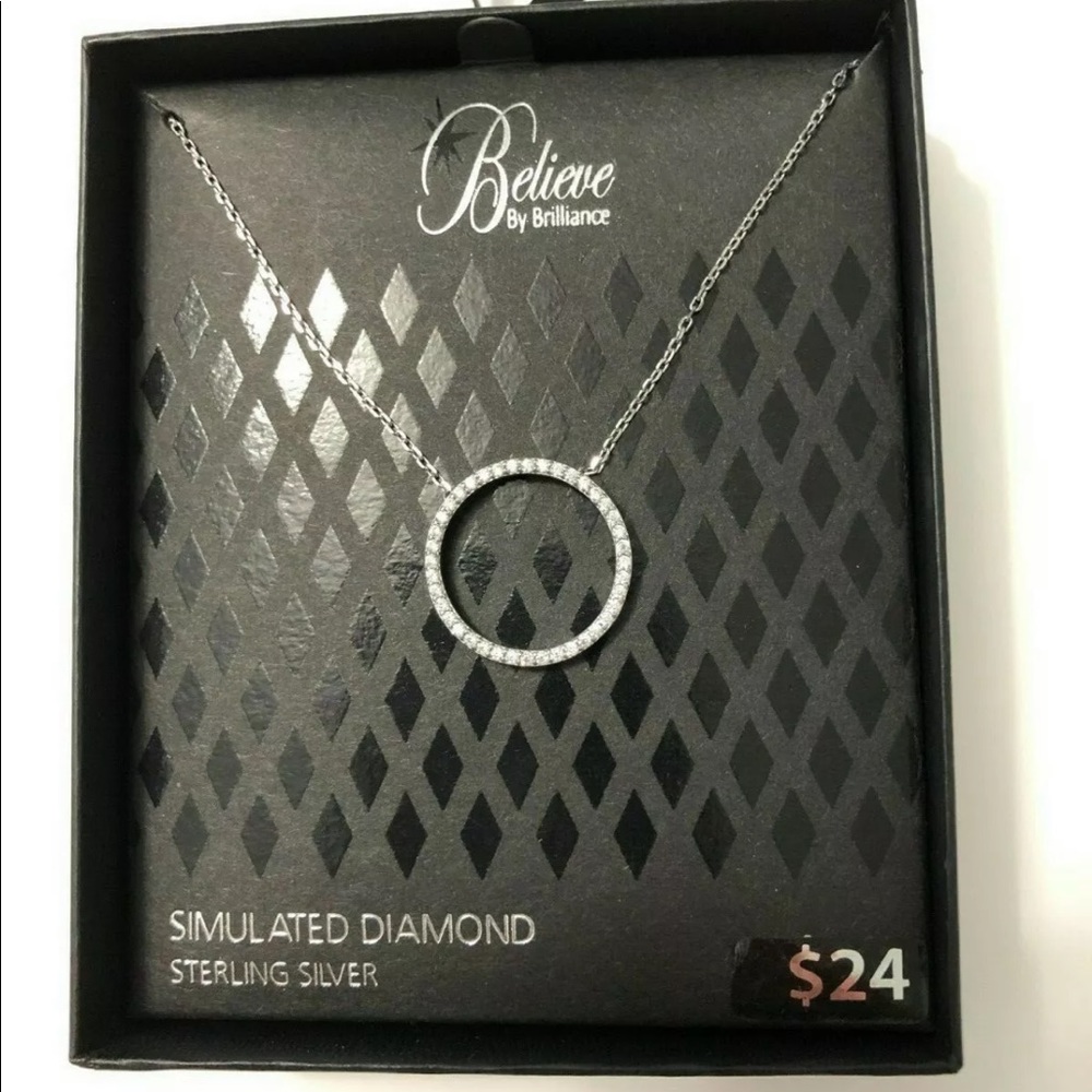 Necklace, Sterling Silver w/Simulated Diamond